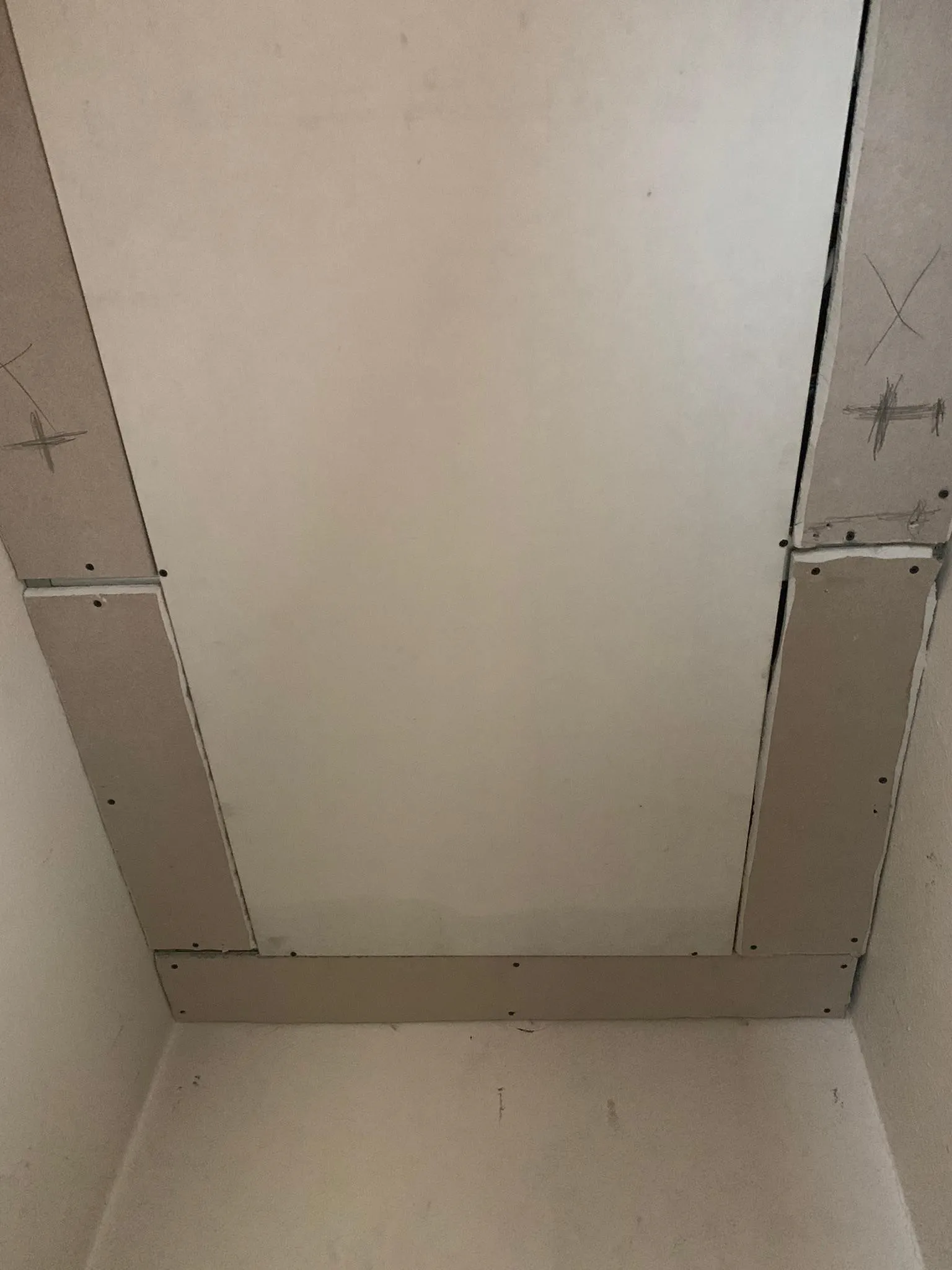 A ceiling part way through a PowerBoard installation