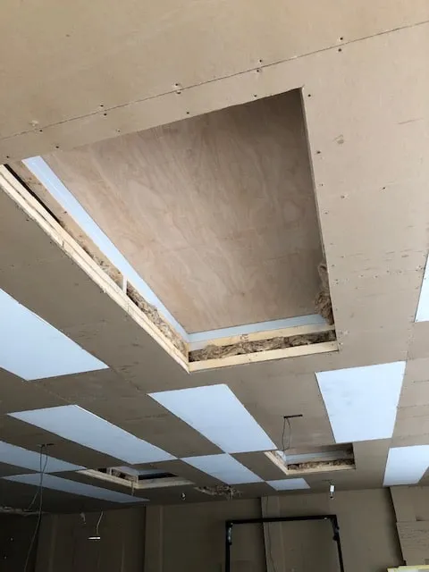 PowerBoard 250 panels fitted into a plasterboard ceiling grid